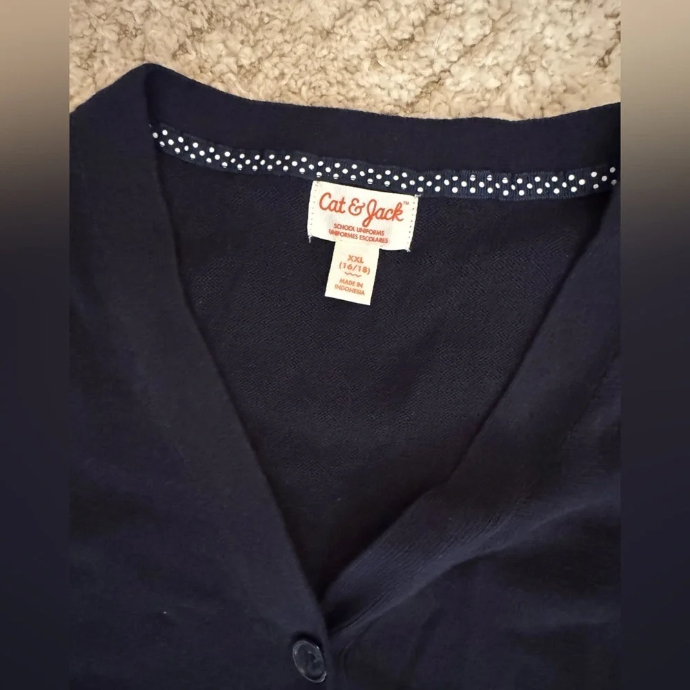 Cat & Jack girls navy school uniform style Cardigan size XXL (16/18) NWT